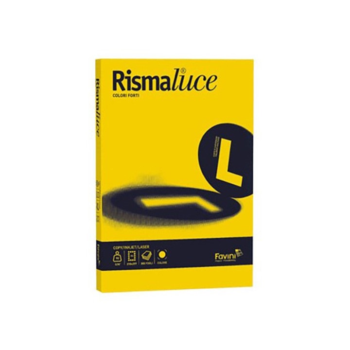 Favini Rismaluce Carta Colorata A4 200 g/m² Giallo Sole 53 - Confezione da 50 Fogli