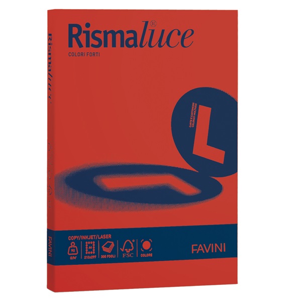 Favini Carta Rismaluce A4 200 g/m² Scarlatto 61 - 50 Fogli - Resistente all'Acqua e alla Luce