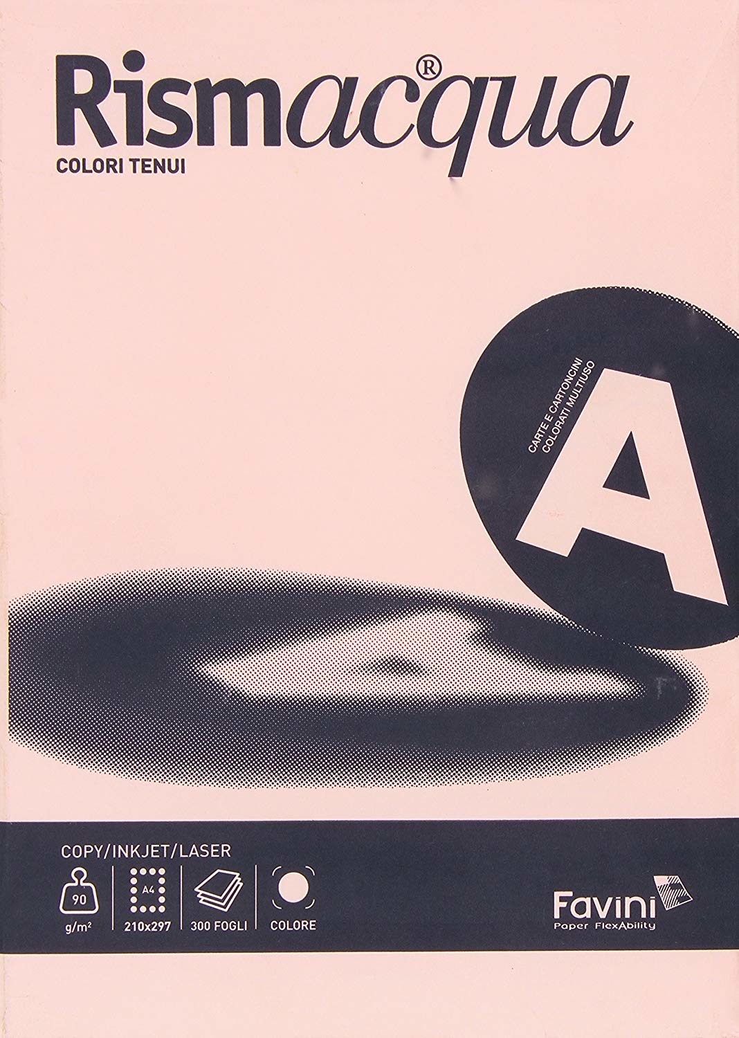 Favini Rismacqua Carta Colorata A4 Rosa 90 g/m² - Risma da 100 Fogli