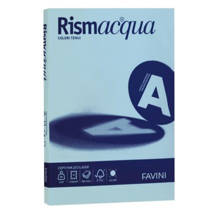 Favini Rismacqua Carta Colorata A4 Celeste 08 - 200 g/m² - Risma da 50 Fogli - Multiuso per Ufficio, Casa e Scuola