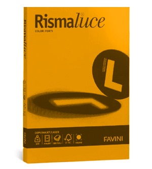 Favini Rismaluce Carta Colorata A4 200 g/m² Arancio 56 - Risma da 125 Fogli - Multiuso per Ufficio, Casa e Scuola