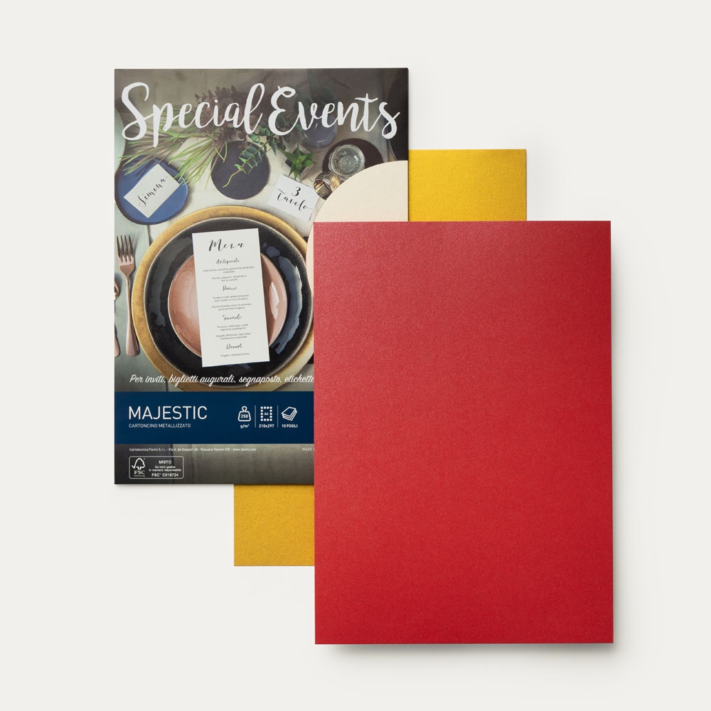 Favini Carta Metallizzata Special Events A4 120g Bianco - Confezione da 20 Fogli
