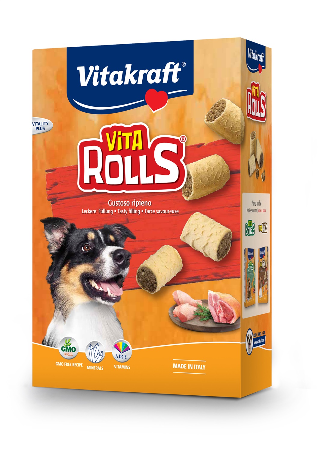 Vitakraft Vita Rolls Biscotti per Cani - Snack Croccanti con Ripieno - 400 g