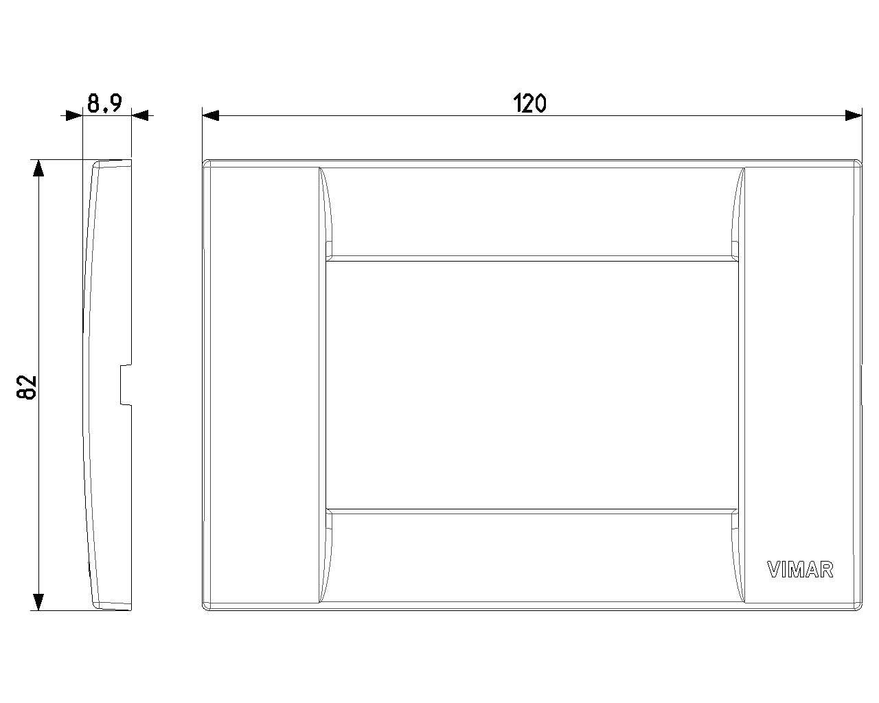 Vimar Idea Placca Classica 3 Moduli in Tecnopolimero Grigio Grafite