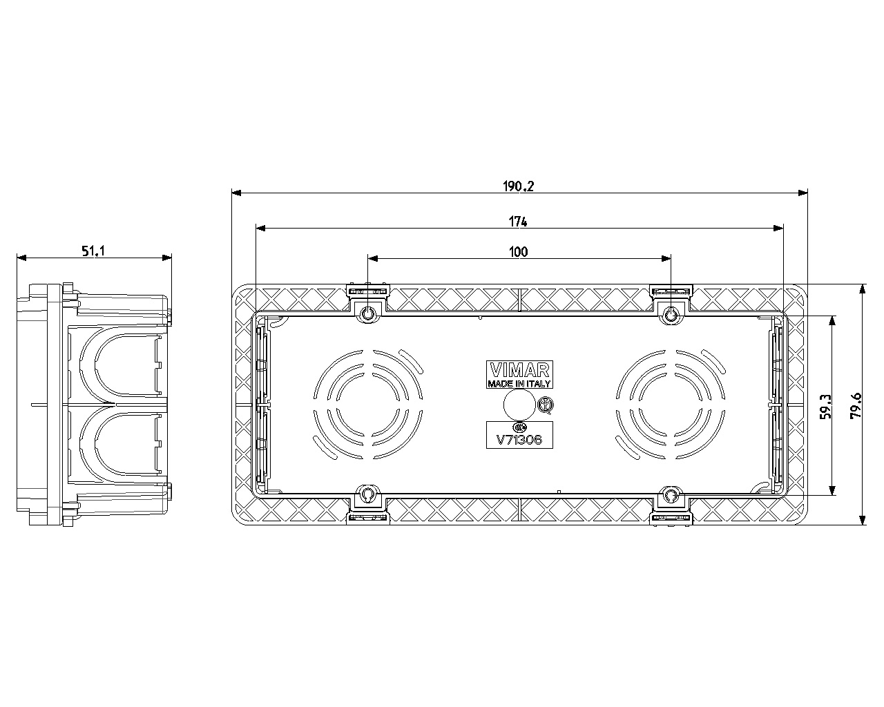 Vimar V71306 Scatola da Incasso Rettangolare 6-7 Moduli Azzurra