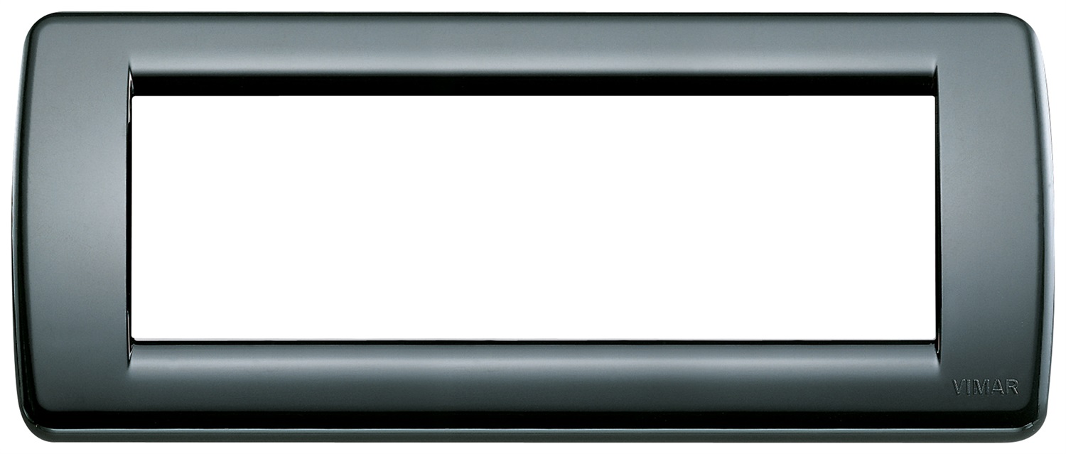 Vimar 16766.16 Placca Rondò 6 Moduli in Plastica Nera - Dimensioni 19.8 x 8.2 x 0.9 cm