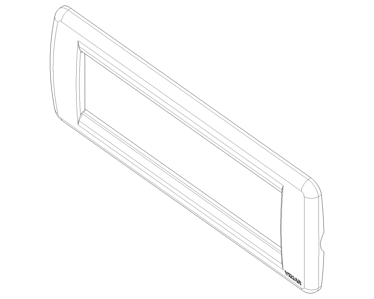 Vimar 16766.16 Placca Rondò 6 Moduli in Plastica Nera - Dimensioni 19.8 x 8.2 x 0.9 cm