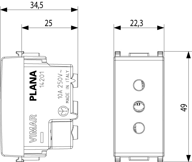 Vimar 14201 Presa Elettrica 2P T 10A P11 Bianco - Serie Plana