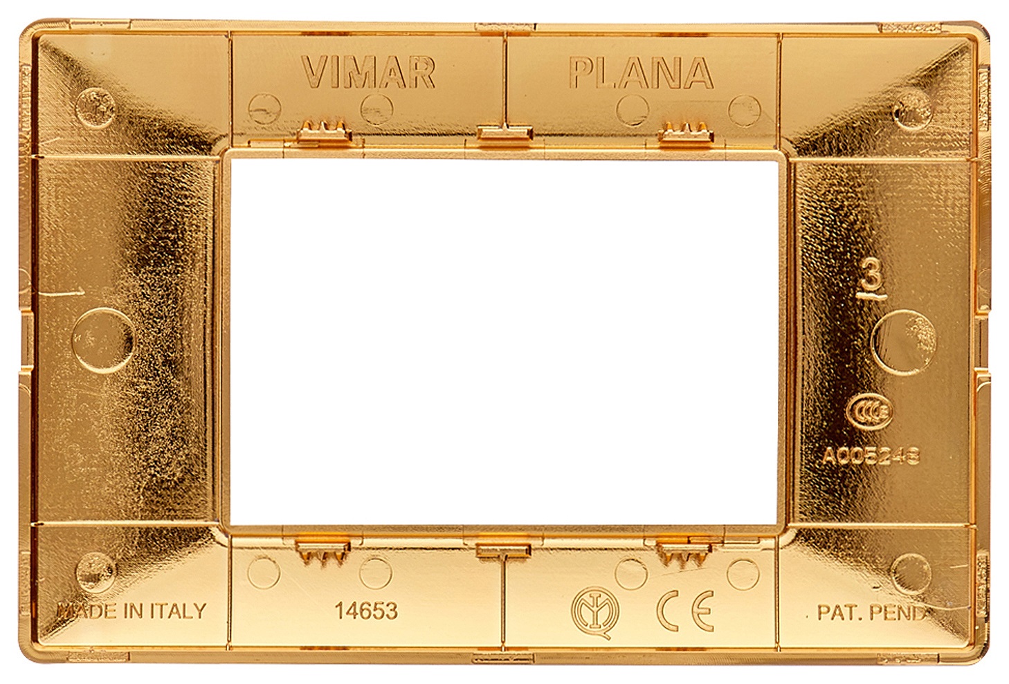 Vimar Plana 14653.24 Placca 3 Moduli in Tecnopolimero, Oro Lucido
