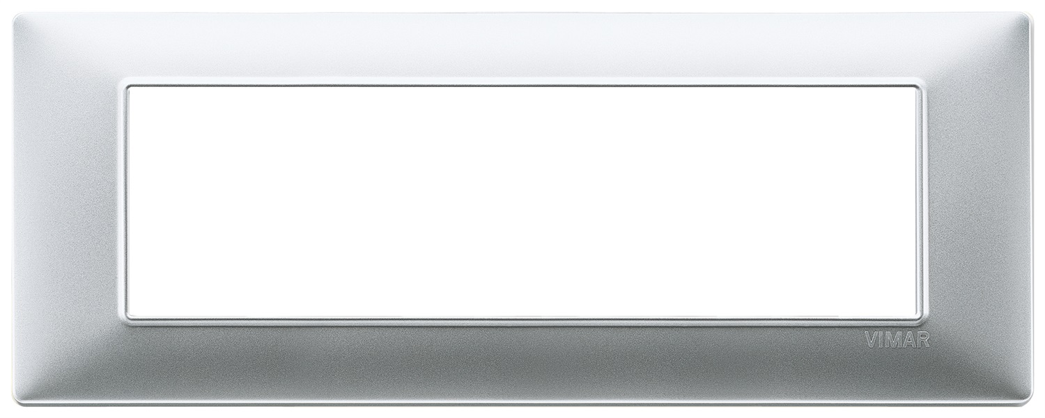 Vimar Plana Placca 7 Moduli Argento Opaco - 206 mm x 80 mm x 9 mm, Tecnopolimero, Compatibile con Supporto 14617