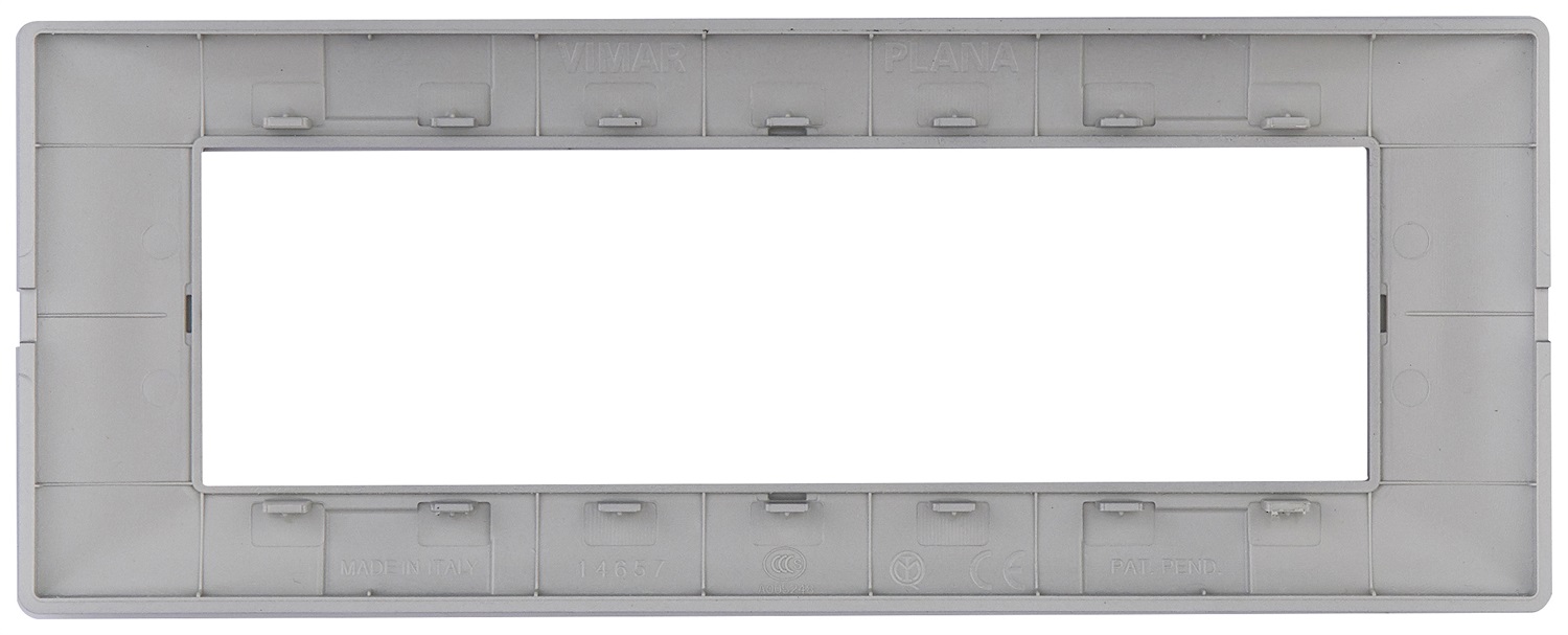 Vimar Plana Placca 7 Moduli Argento Opaco - 206 mm x 80 mm x 9 mm, Tecnopolimero, Compatibile con Supporto 14617