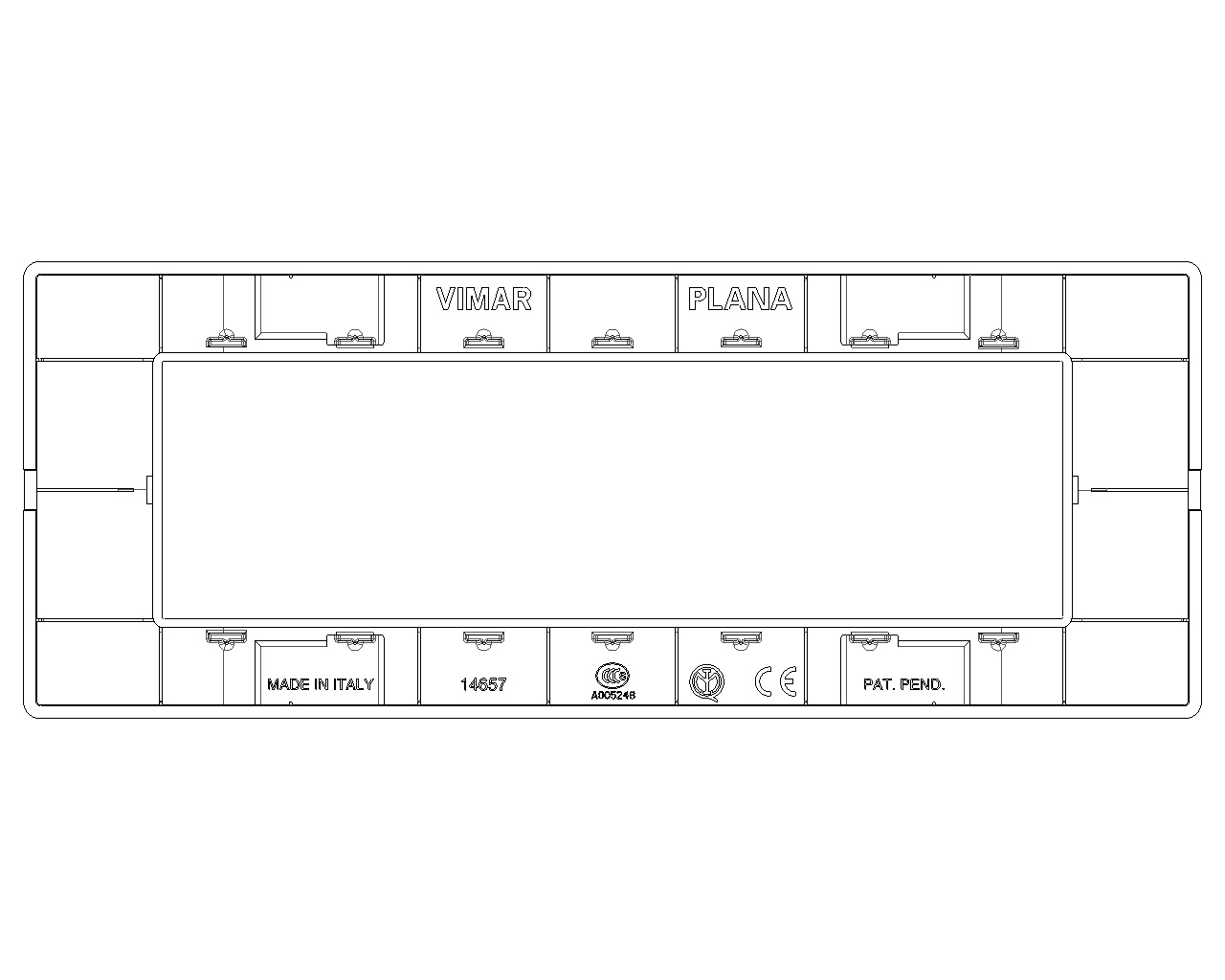 Vimar Plana Placca 7 Moduli Argento Opaco - 206 mm x 80 mm x 9 mm, Tecnopolimero, Compatibile con Supporto 14617