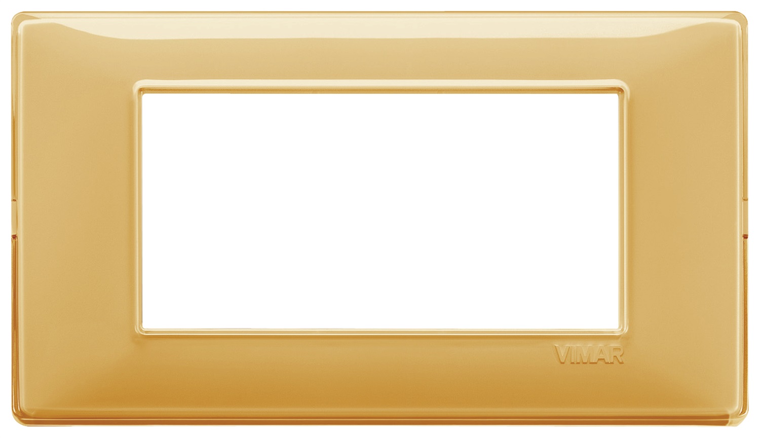VIMAR 14654.43 Placca 4 Moduli Reflex Ambra in Plastica - Serie PLANA con Finitura Oro Lucido