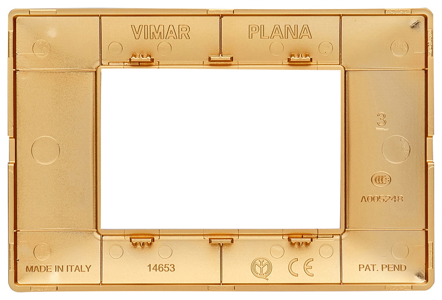 Vimar Plana Placca 3 Moduli in Tecnopolimero Oro Opaco - Codice 14653.25