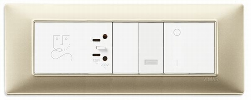 Vimar Plana 14657.25 Placca 7 Moduli Oro Opaco in Tecnopolimero