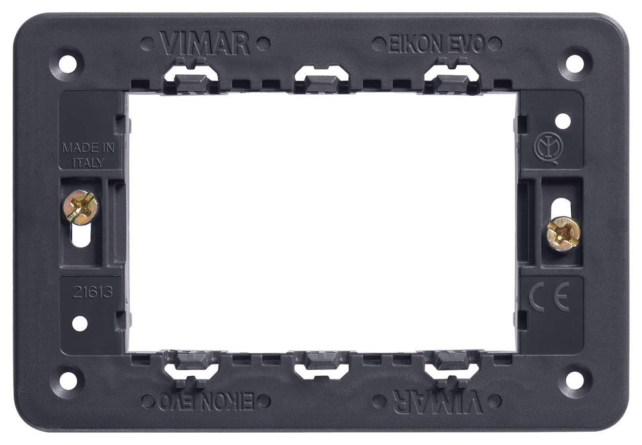 Vimar 21613 Eikon - Supporto 3 Moduli con Viti per Scatole da Incasso, Colore Grigio