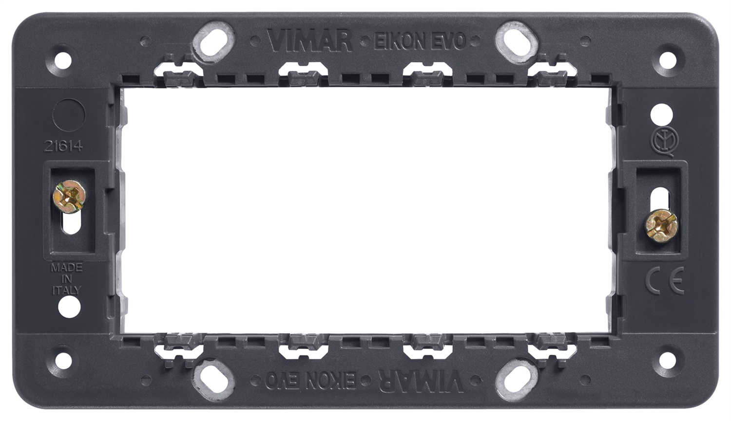 Vimar Eikon 21614 Supporto 4 Moduli con Viti - Colore Grigio, Compatibile con Scatole Rettangolari