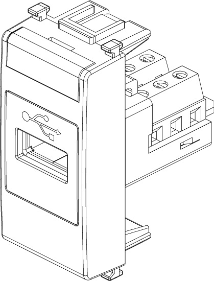 Vimar 14345 Presa USB Bianco - Connettore con Morsetti Vite, Dimensioni 22,30 x 49,00 x 41,40 mm
