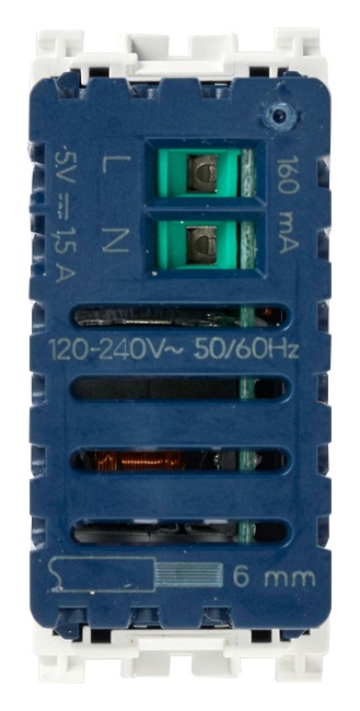 Vimar 19292.B Arké Unità alimentazione presa USB a muro 5V 1,5A 1M bianco - Adatta per installazioni da incasso e da parete