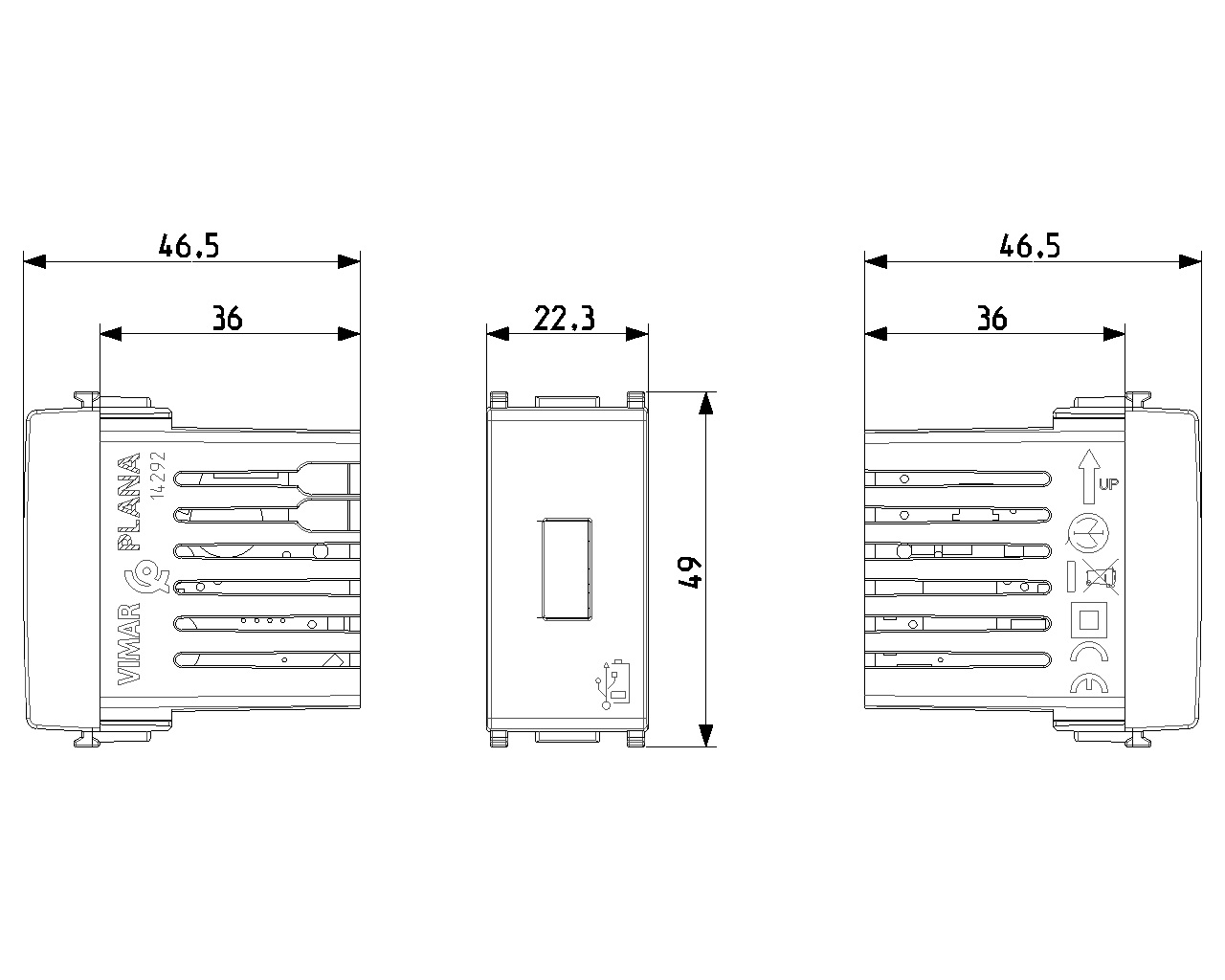 Vimar 14292 Presa USB Tipo A 5V 1,5A Bianco - Unità Alimentazione 1 Modulo Serie Plana