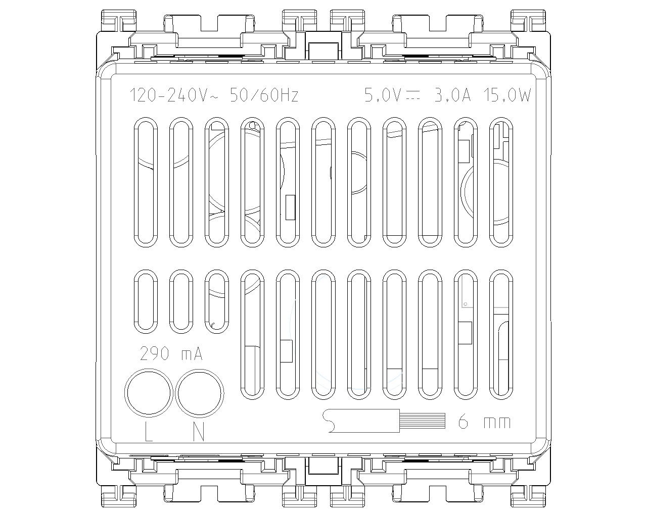 Vimar 19295.AC.B Presa USB 5V 15W con 1 uscita USB tipo A e 1 tipo C, 3A totale, ricarica veloce