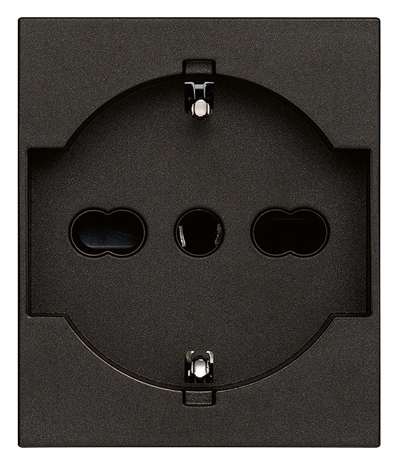 Vimar 30210.G Presa SICURY 2P T 16A Universale Nero con Protezione Bimbi