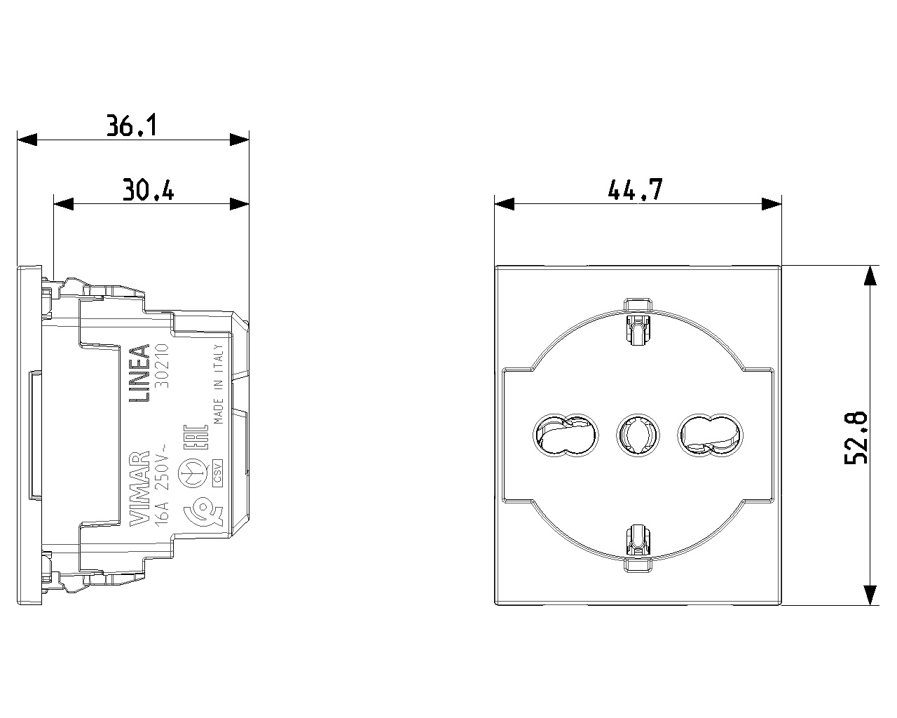 Vimar 30210.C Presa SICURY 2P T 16A Universale Canapa con Protezione Bimbi