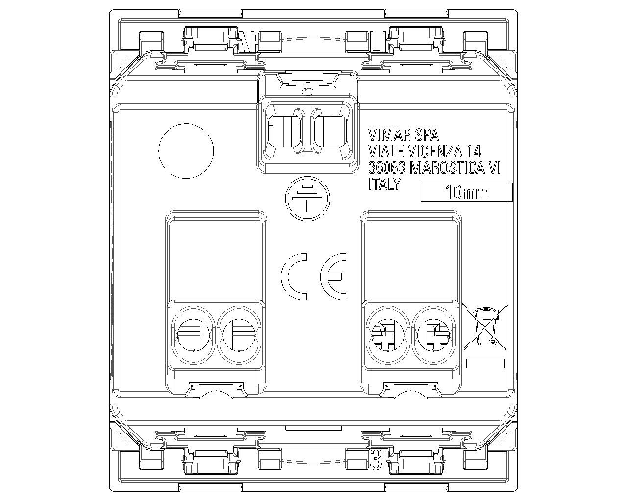 Vimar 30210.C Presa SICURY 2P T 16A Universale Canapa con Protezione Bimbi