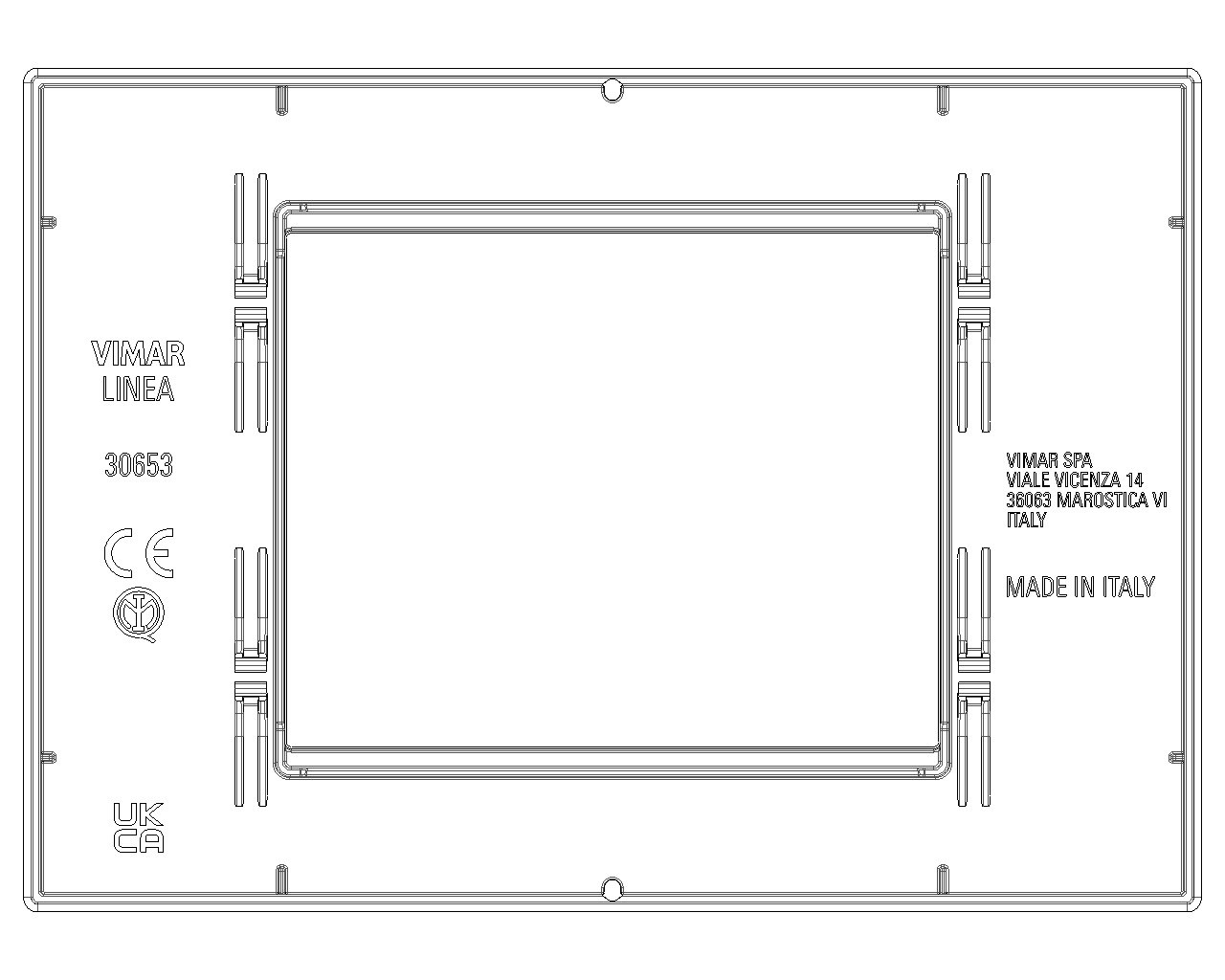 Vimar Placca 3 Moduli Total Look in Tecnopolimero Bianco - 30653.00, Dimensioni 12.28 x 8.8 x 1.04 cm, Finitura Opaca