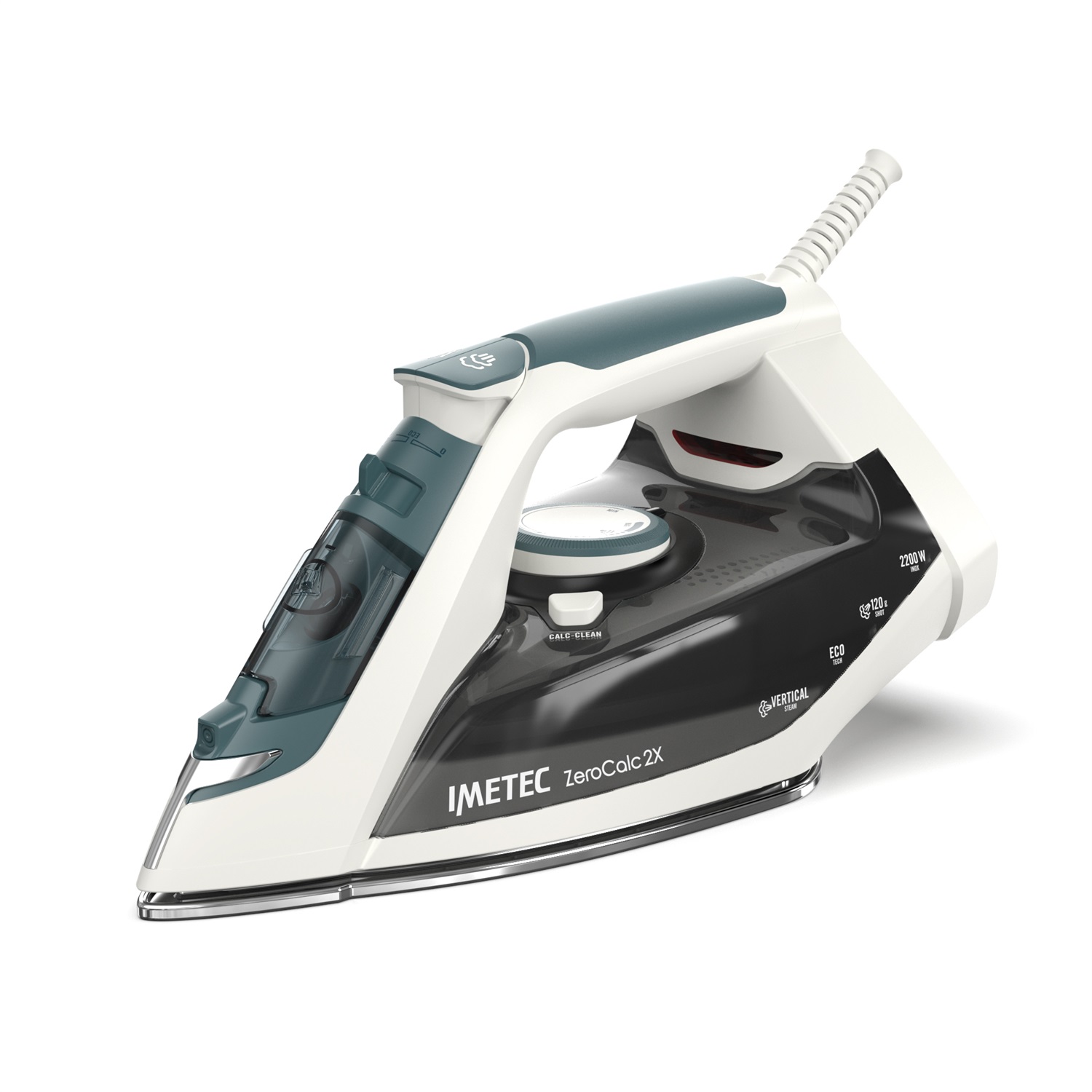 Imetec Ferro da Stiro a Vapore ZeroCalc Z1 2500 - 2200 W, Colpo Vapore 120 g/min, Piastra in Acciaio Inox, Tecnologia Anticalcare, Funzione Calc Clean