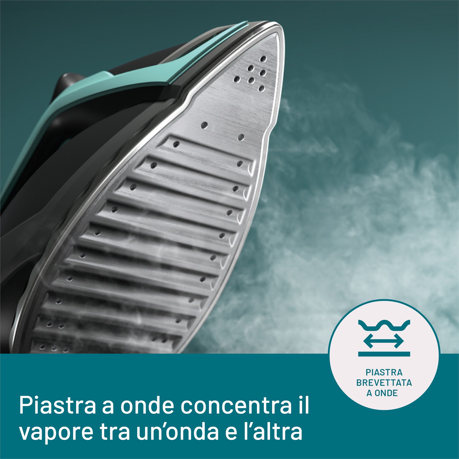 Imetec Onda P1 Ferro da Stiro Generatore di Vapore 2400W, Piastra a Onde Scorrevole Brevettata, Colpo Vapore 300 g/min, Serbatoio 2,5L, 3 Filtri con Ioni di Argento, Tecnologia No Stop Vapor