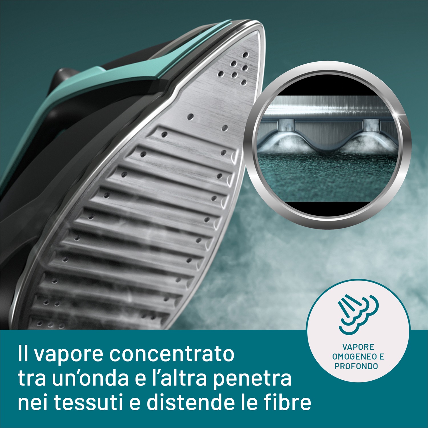 Imetec Onda P1 Ferro da Stiro Generatore di Vapore 2400W, Piastra a Onde Scorrevole Brevettata, Colpo Vapore 300 g/min, Serbatoio 2,5L, 3 Filtri con Ioni di Argento, Tecnologia No Stop Vapor