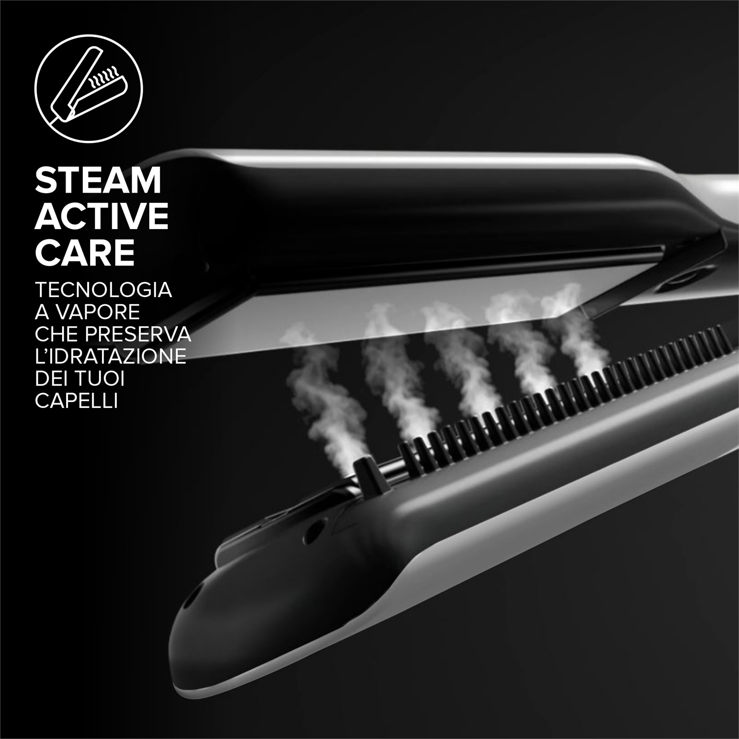 Imetec Bellissima Steam Elixir 11808 - Piastra a Vapore Professionale con Rivestimento in Ceramica e Olio di Argan, 235 W, 4 Temperature, Capelli Lisci in Una Sola Passata Senza Danni