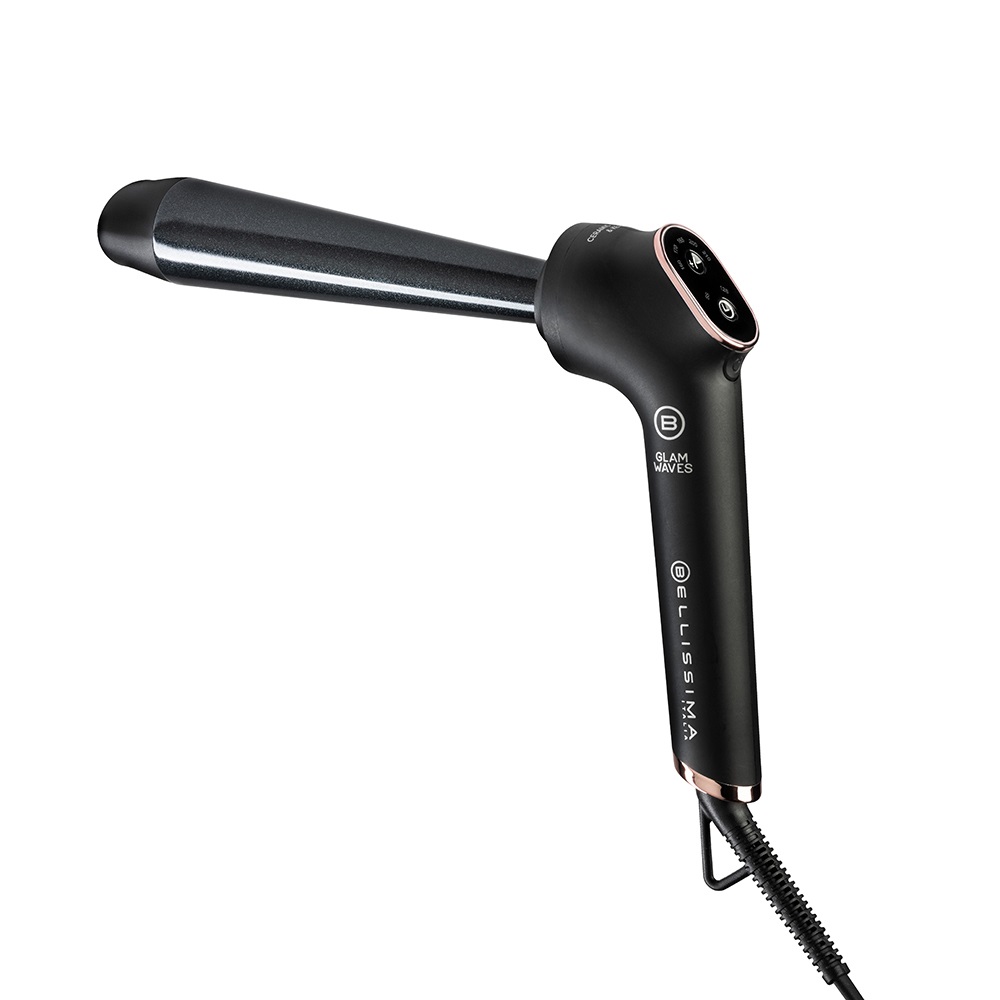Imetec Glam Waves 11856 - Ferro Arricciacapelli Conico Inverso, 65W, 5 Temperature fino a 210°C, Rivestimento Ceramica Diamond e Cheratina, Display Digitale, Riscaldamento Rapido, Puntale Antiscottatura