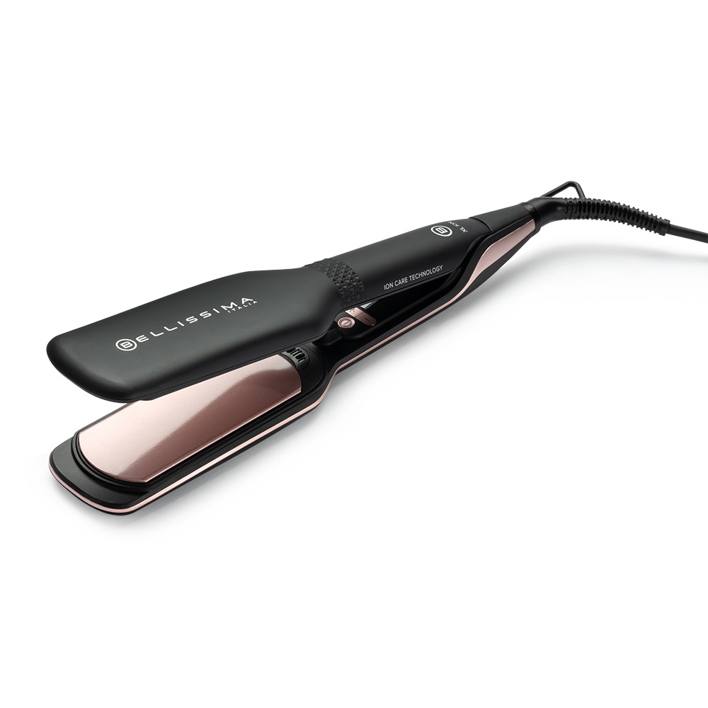 Bellissima Imetec XL ION - Piastra lisciante per capelli con piastre larghe, ionizzatore, rivestimento in ceramica e cheratina, 5 temperature da 150 a 230°C, riscaldamento rapido, cavo 1,8 m