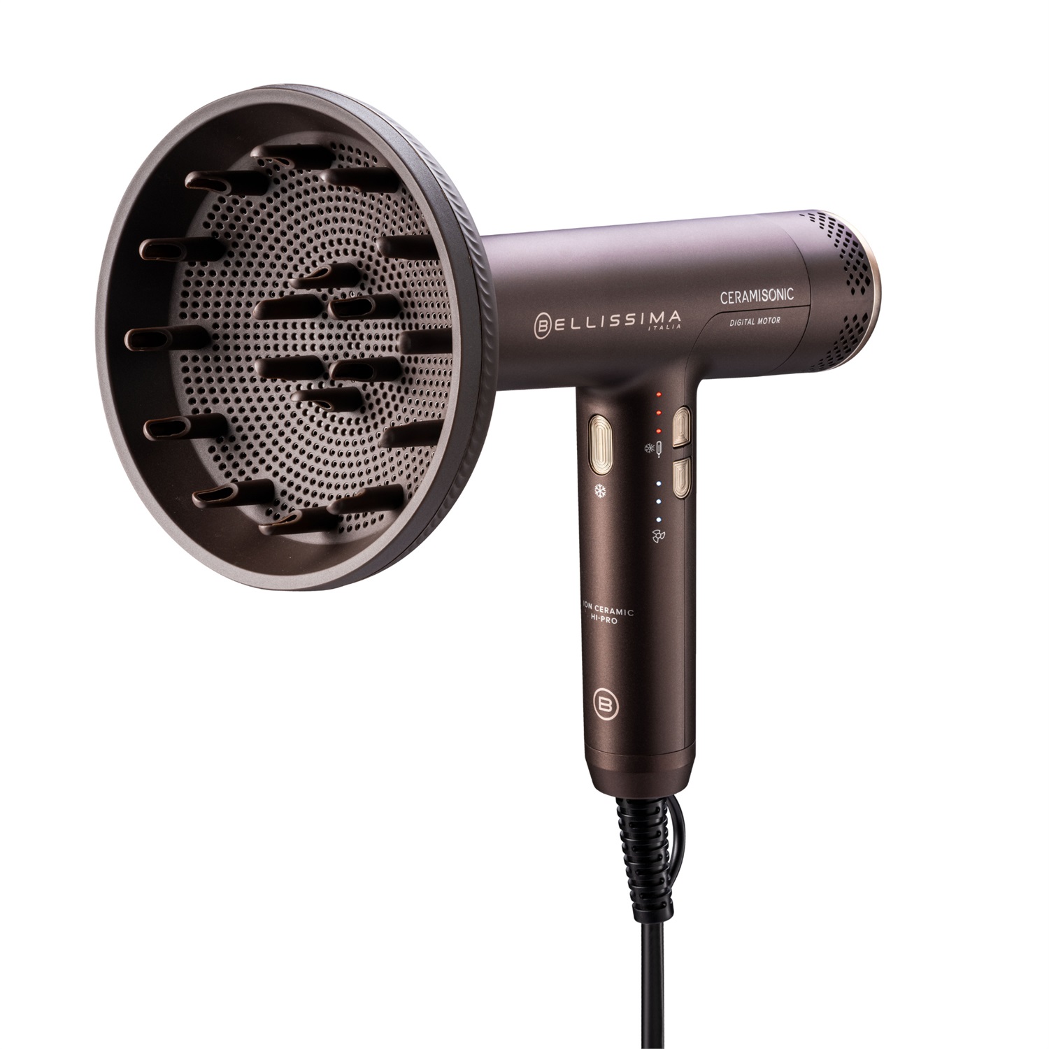 Bellissima Imetec Asciugacapelli Digitale Ceramisonic 1700W, Motore Digitale, Ultraleggero, Tecnologia Ion Ceramic Hi-Pro, 3 Velocità, 3 Temperature, Impostazione Gentle Dry, Modalità Silent, Deep Brown e Rose Nude
