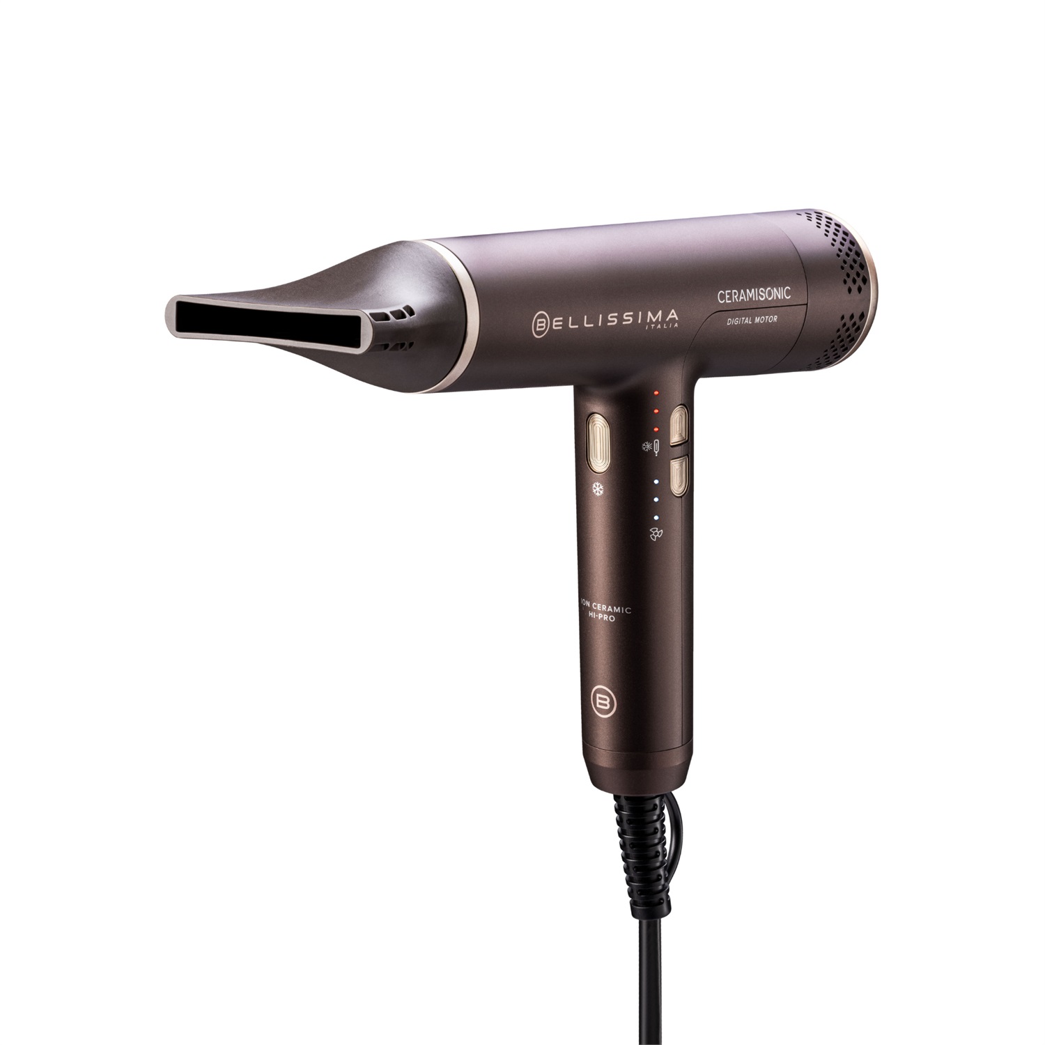 Bellissima Imetec Asciugacapelli Digitale Ceramisonic 1700W, Motore Digitale, Ultraleggero, Tecnologia Ion Ceramic Hi-Pro, 3 Velocità, 3 Temperature, Impostazione Gentle Dry, Modalità Silent, Deep Brown e Rose Nude