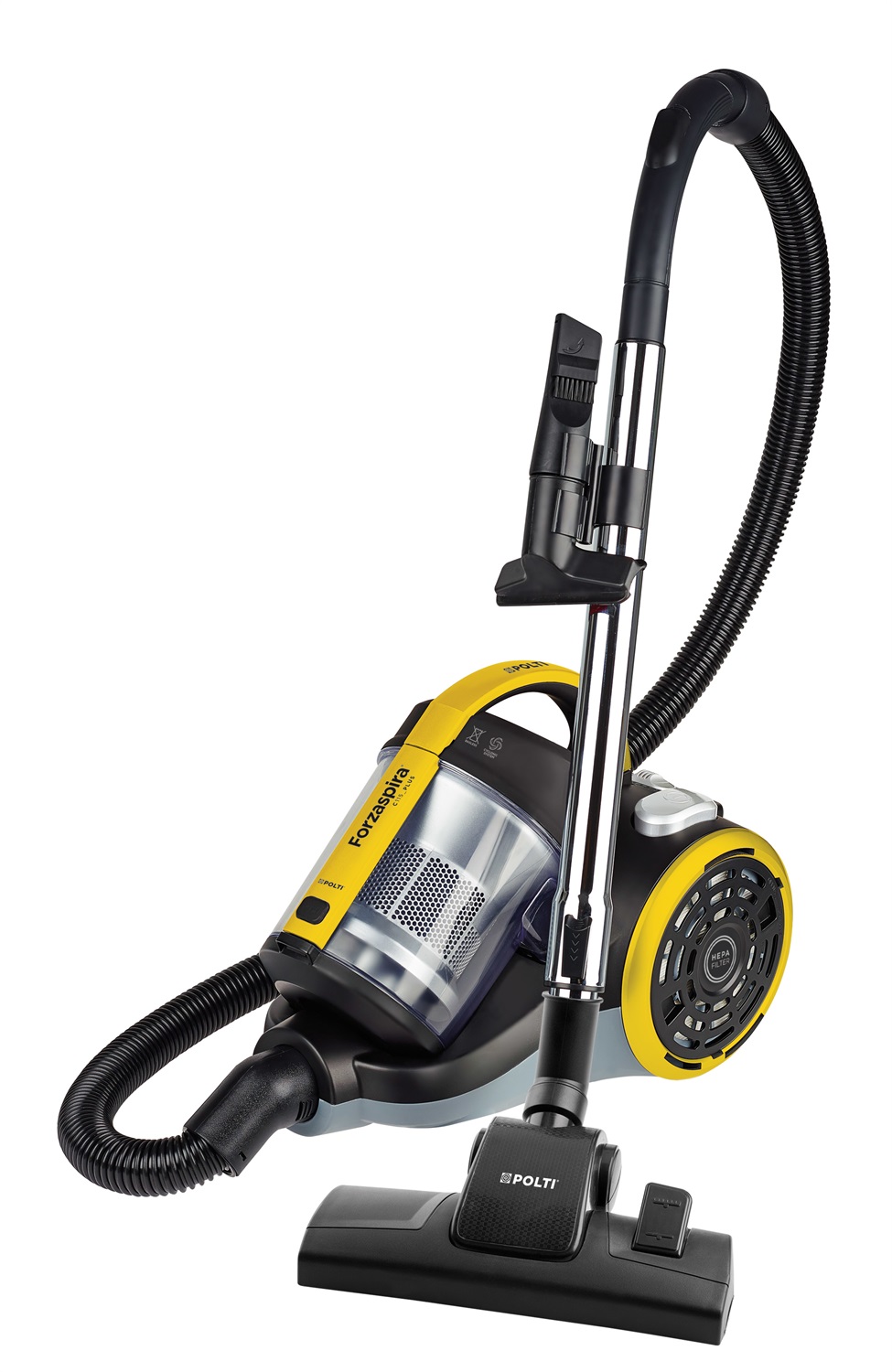 Polti Forzaspira C115 Plus - Aspirapolvere Ciclonico a Traino Senza Sacco 800 W con Spazzola Parquet, Capacità 2 Litri, Filtro HEPA