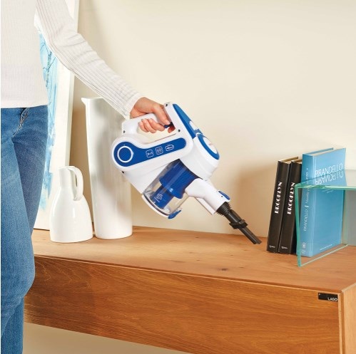Polti Forzaspira Slim SR90B Plus - Scopa Elettrica Senza Fili Ricaricabile, Ciclonica, 0,5 L, Blu e Bianco, 40 Minuti di Autonomia, 2 Velocità, con 3 Accessori