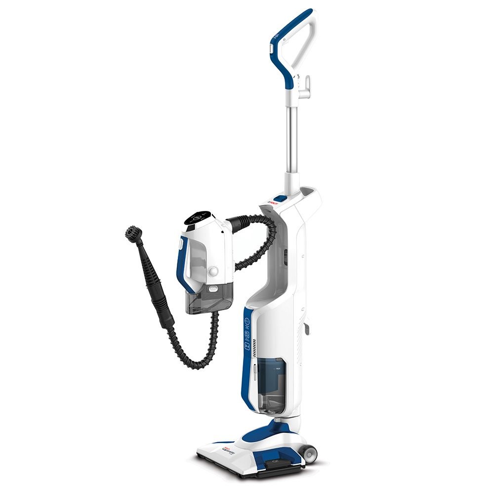 Polti Vaporetto 3 Clean Blue - Aspirapolvere Verticale 3 in 1, Potenza Max 1800 W, Senza Sacchetto, Capacità 0,5 L, Aspirazione Ciclonica, 14 Accessori, Colore Blu e Bianco