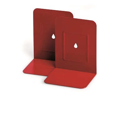 Lebez Reggilibri in Metallo Rosso - Coppia da 2 Pezzi - 13,5 x 17,5 cm