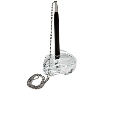Lebez Portapenne Acrilico Trasparente con Stiloforo e Refill Nero - Formato 5,5x8x3 cm