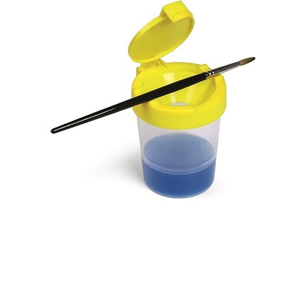 Lebez Bicchiere Lavapennelli 80124 - Confezione da 8 pezzi, in plastica con coperchio, colori assortiti