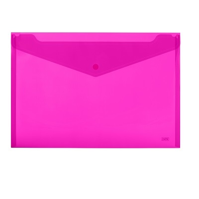 Lebez Buste con Bottone A4 Orizzontali in Polipropilene - Set da 3 Pezzi in Colori Fluo (Arancione, Verde, Rosa)