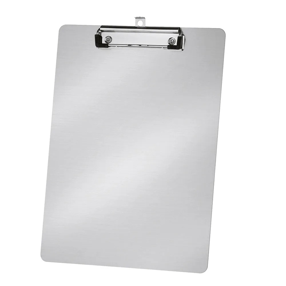 Lebez Portablocco in Alluminio A4 con Molla e Gancio - 230x315mm, Colore Argento