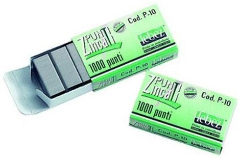 Lebez Punti Zincati P-10 - Passo 10 - 9x4 mm - Confezione da 20 Scatole da 1000 Punti
