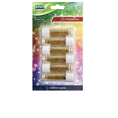 Lebez Porporina Glitter Oro - Blister da 6 tubetti da 3 grammi