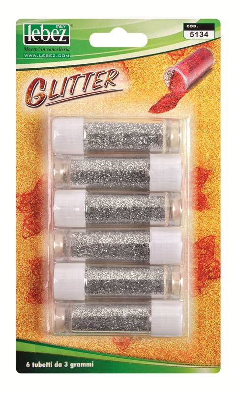Lebez Porporina Glitter Argento - Blister da 6 Tubetti da 3 Grammi