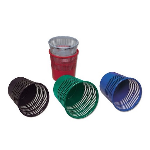 Methodo Cestino Gettacarte Traforato Cilindrico in Polipropilene Riciclabile - Capacità 15 Litri, Altezza 31,5 cm, Diametro 225/300 mm, Colore Nero