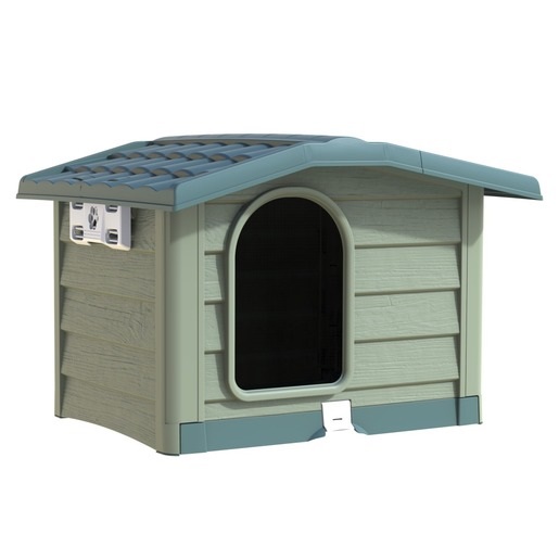 Bama Cuccia Bungalow Medium Verde - 89x75x62h cm, Plastica con Base Estraibile e Tetto Regolabile